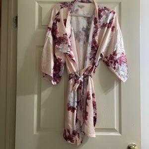 Floral silk robe